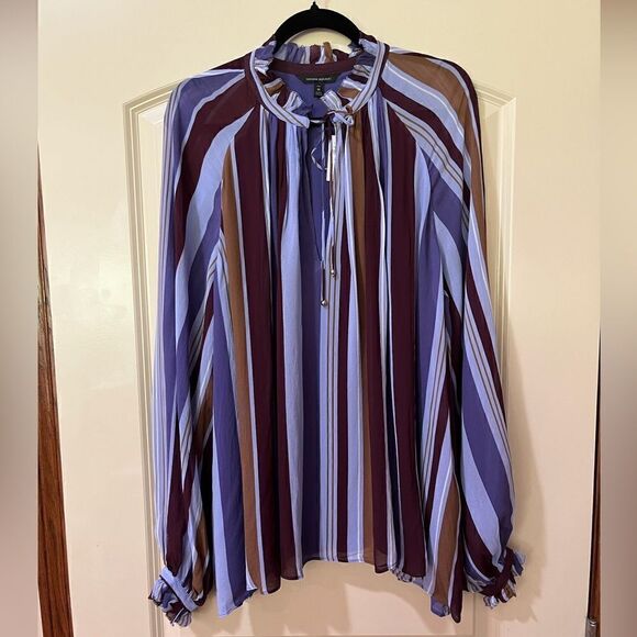 NWT BANANA REPUBLIC Balloon-Sleeve Top Purple Women’s Size Medium Tall - Picture 3 of 8